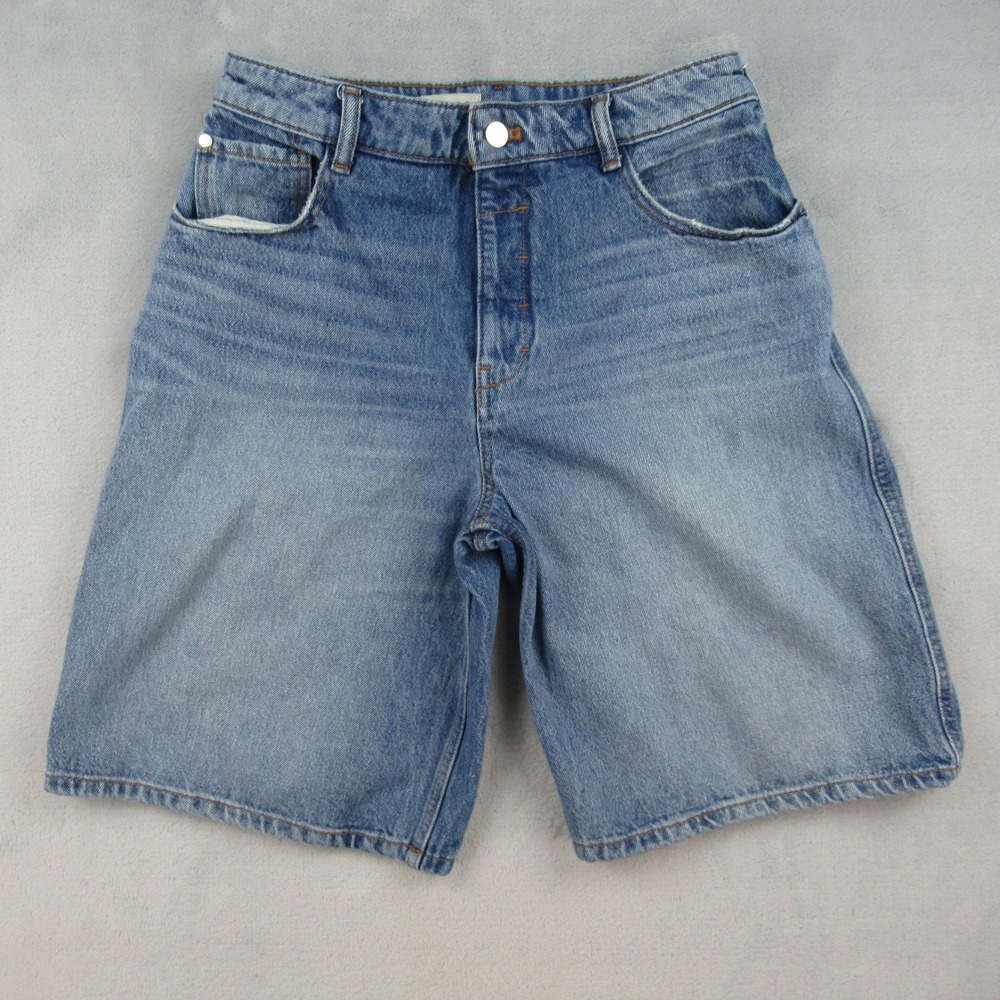 Pilcro Denim Shorts Womens 27 Blue High Rise Wide Leg 100% Cotton Distressed
